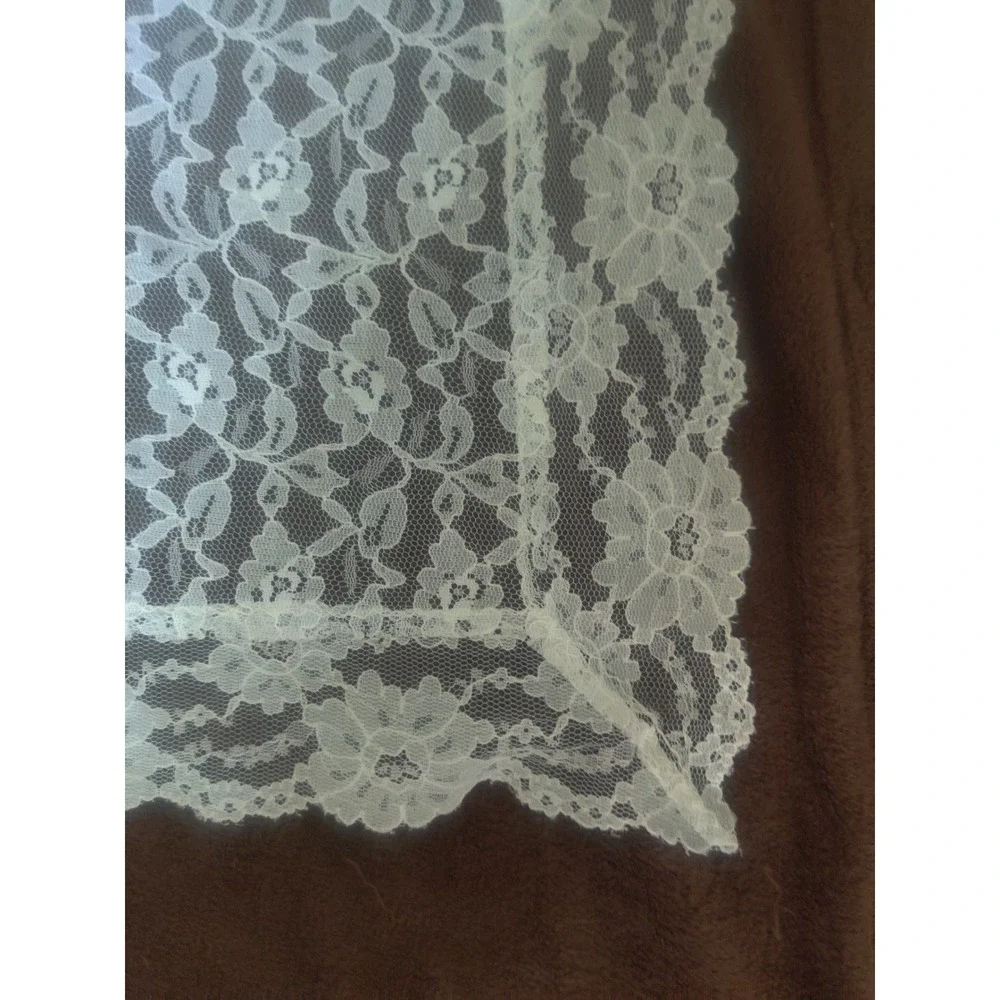 Vintage Irish Lace Blanket Pure Cotton Floral Christening Shawl White Lace